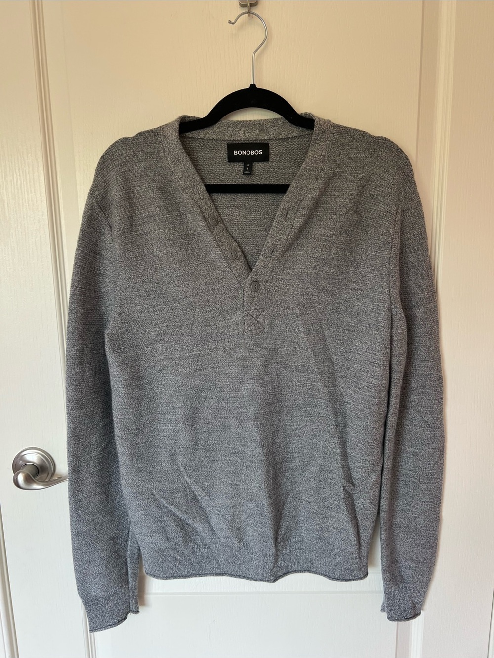 Bonobos Men's Heather Gray Quarter Button Pullover Sweater